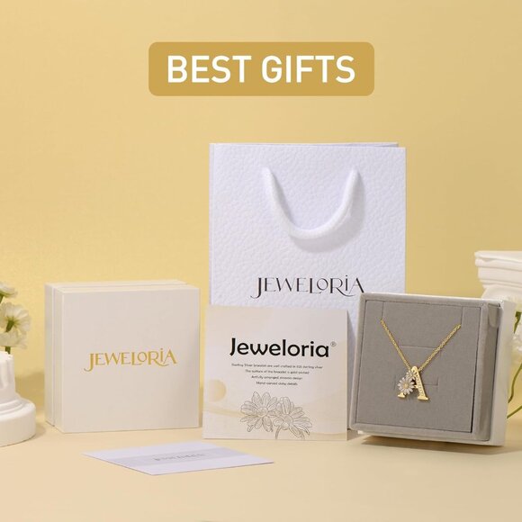 Gold Sterling Silver Initial Necklace for Women with Daisies & Zirconia, Adjusta - Picture 6 of 6